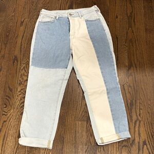 PacSun Blue and Cream Boyfriend Jeans